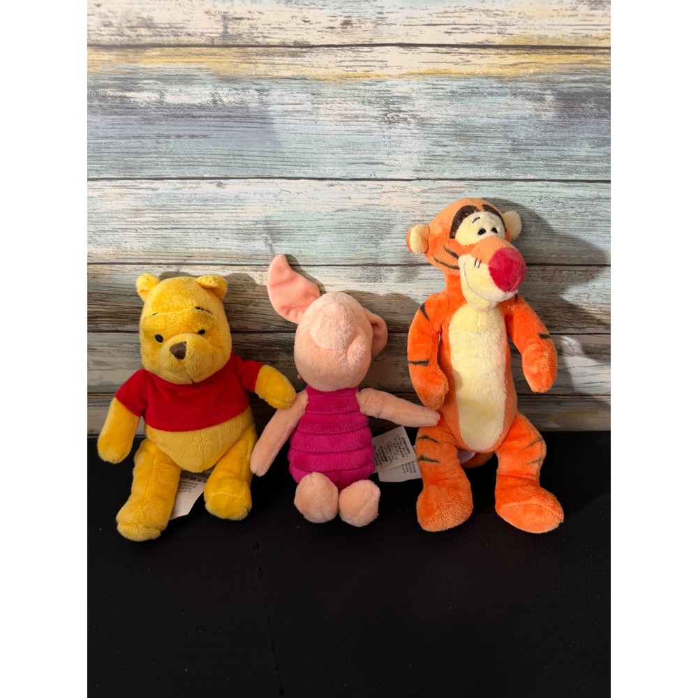 Disney Plush Winnie the Pooh Piglet Tigger Set Small Multicolor Excellent